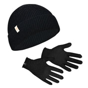 Winter Set %70 Merino Yünü Termal Bere ve Eldiven 2'li Kış Seti - Siyah