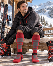 Snowbird %50 Merino Yünlü, Kramp Önleyici Kompresyon Kayak ve Snowboard Çorabı - Kırmızı