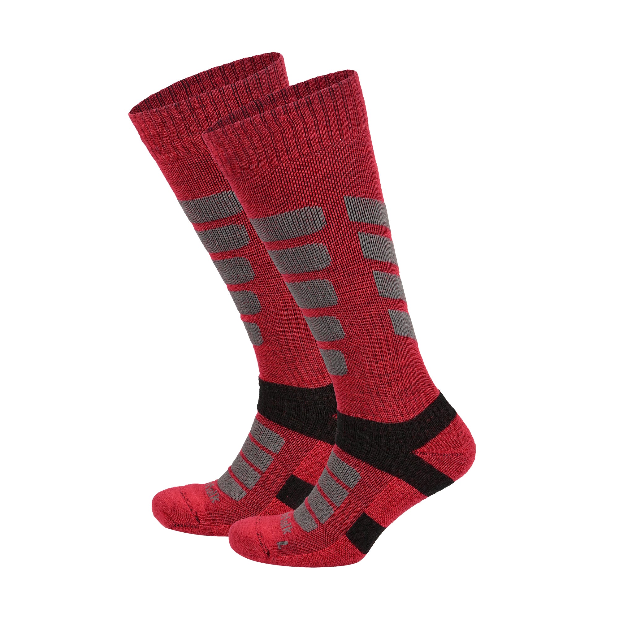 Snowbird %50 Merino Yünlü, Kramp Önleyici Kompresyon Kayak ve Snowboard Çorabı - Kırmızı