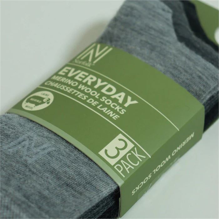 STOCKHOLM Merinos Yünü İnce Örgü Premium Gündelik Günlük Çorap 3'lü Paket Gri Tonları