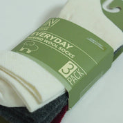 STOCKHOLM Merinos Yünü İnce Örgü Premium Gündelik Günlük Çorap 3'lü Paket Beyaz/Gri/Bordo